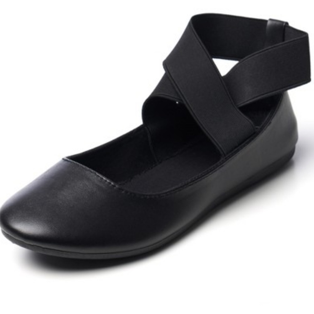Alpine Swiss Black Elastic Strap Flats